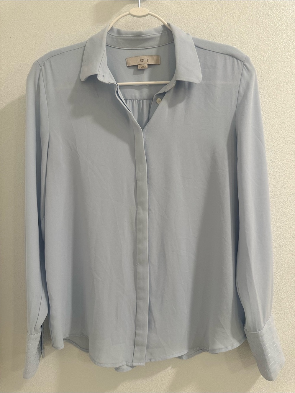 Ann Taylor Loft light blue long sleeve blouse